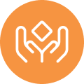 hands icon orange background
